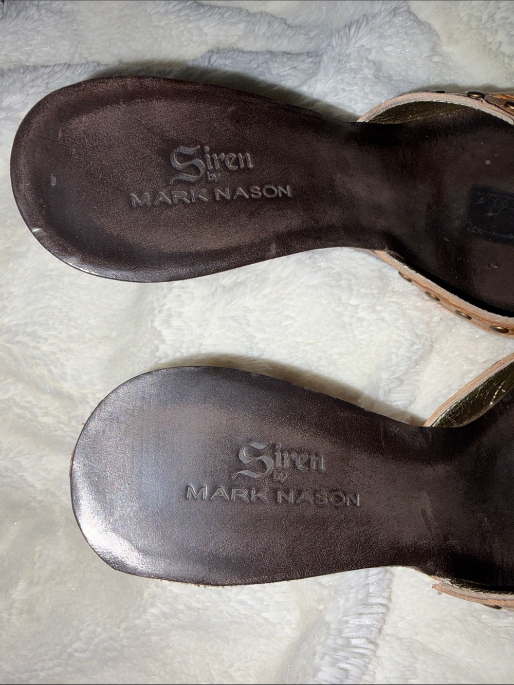 Siren by Mark Nason leather wedge mule heels shoes size 7 Made in Italy Y2K Boho - Picture 11 of 12